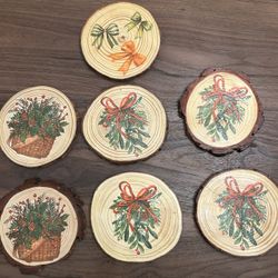 Wooden Hand Crafted Christmas Drink Coasters - Perfect For Gifting 