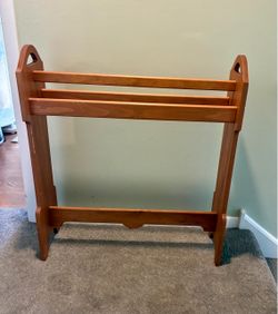 Wooden Quilt Rack Blanket Holder Floor Stand Farmhouse Country Cottage Decor
