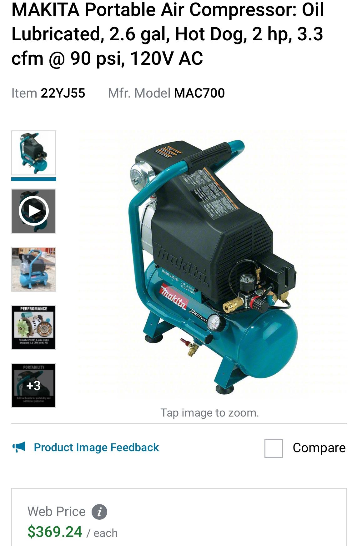Saturday’s Flash  Sale- $215;  MAKITA Portable Air Compressor: