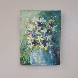 Original Encaustic Daisy Abstract Painting By Artist