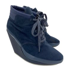 Adidas Wedge Sneakers Lace up Booties Women's Size 8 Blue Suede for Sale in  Queens, NY - OfferUp