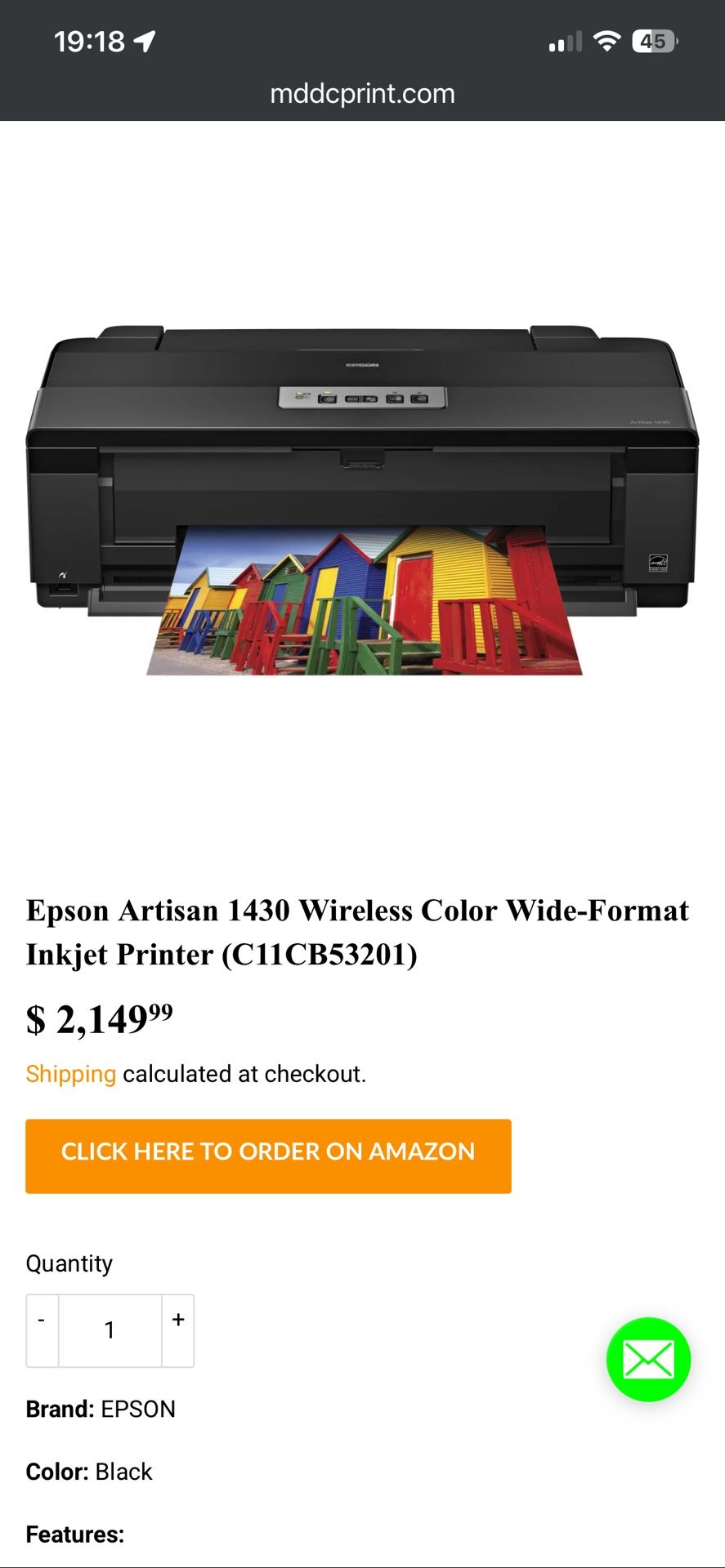 Epson Artisan 1430 Wireless Color Wide-Format Inkjet Printer