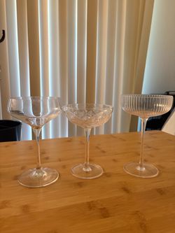 Coupe Cocktail Glasses + Hanging Racks