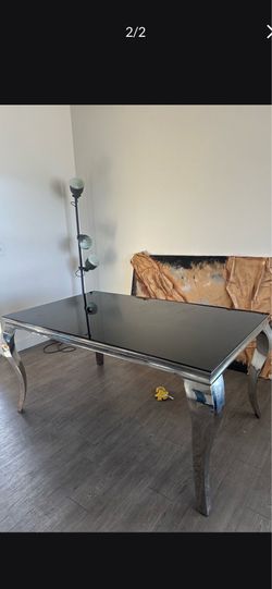 Black and silver glass table