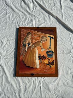 Paintings and art shelf