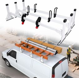 White Steel Van Roof Ladder Rack
