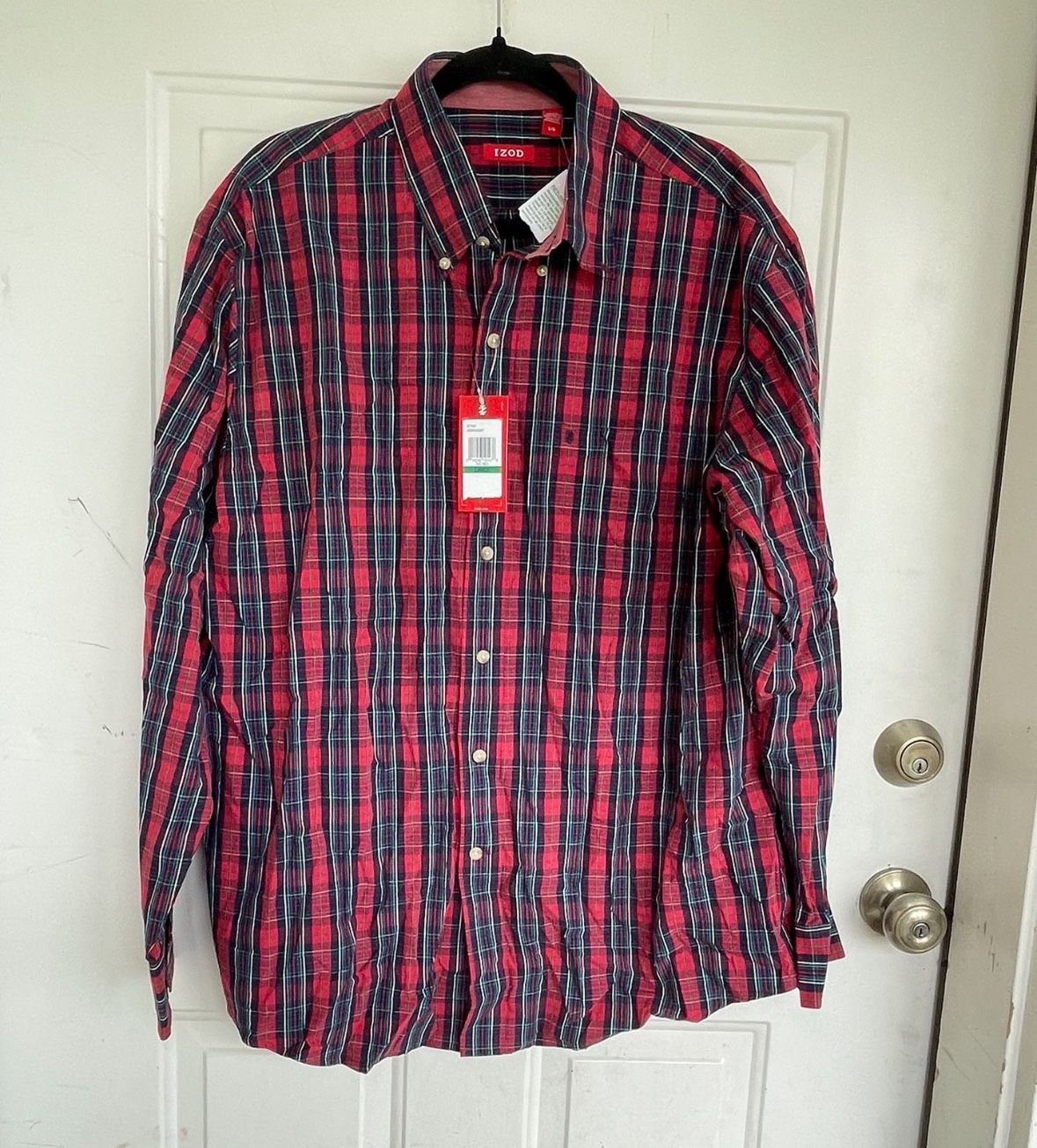 IZOD Button Down Plaid Shirt size L