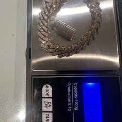 14k Gold Bracelet Solid Heavy  W/ 4ct Diamonds 