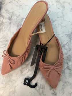 Time and Tru Pink Pointed-Toe Mule Flats Size 8