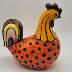 Vintage Ardco Rooster Chicken Ceramic Red Orange 6 inch Figurine Japan C-1562