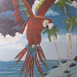 2 Ft X 3ft Canvas Original  Tropical Macaw