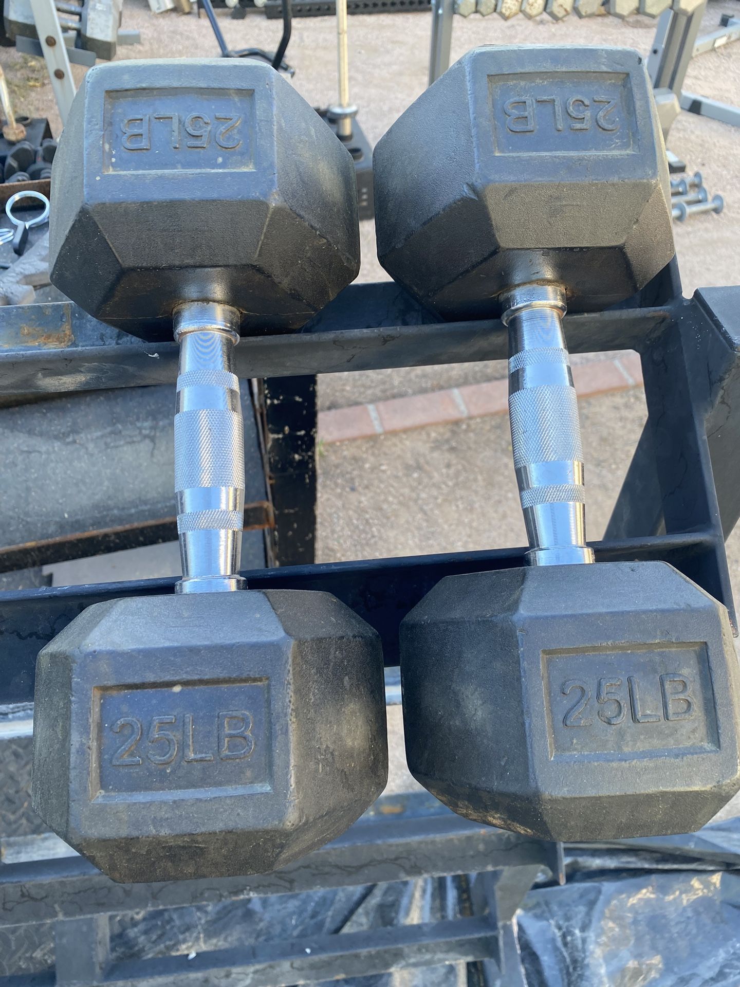 25lb Hex Rubber Dumbbell set Weights 