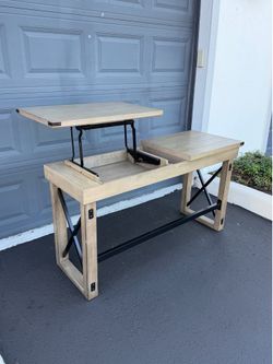 Solid Wood Gray Lift Top Desk