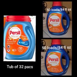 Bundle: 2 PERSIL OXI POWER ODOR FORMULA 50 LOADS/84 Fl Oz & 1 PERSIL TUB OF 32 PACS For $33/$33 Por Los 3