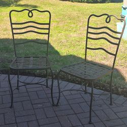 PAIR OF WROUGHT IRON  BISTRO CHAIRS