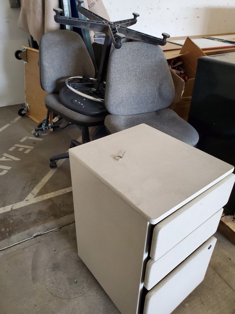 Small desk drawer and office chairs