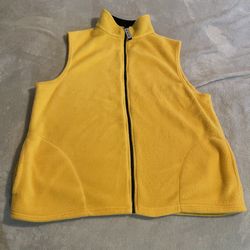 Vintage Vest Men XL Yellow Fleece Pullover Sleeveless Full Zip Lightweight 90s