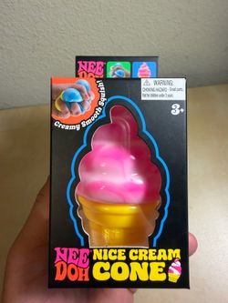 RARE Pink NeeDoh Nice Cream Cone Pink Swirl Squishy Toy New In Box