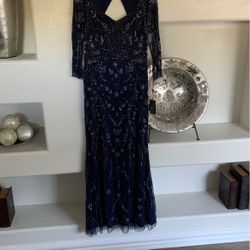 Dillard Navy Beaded Dress Size 6 Brand New