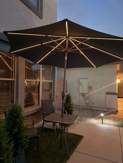 Large Outdoor Patio Umbrella with LED Lights