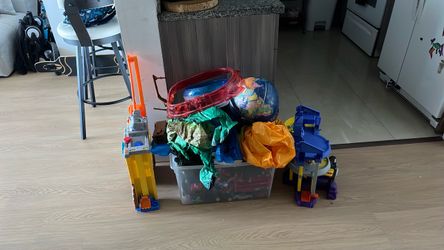 Mixed Kids Toys Lot with Storage Bin