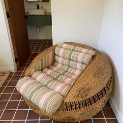 Rattan Lounge Chair Bulbous Vintage 