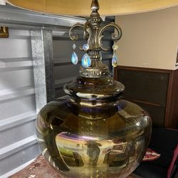 Hollywood Regency Crystal Lamp Pair