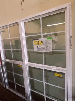 Ply Gem 72” x 72” Twin Window New Construction, White Vinyl w/ Grids