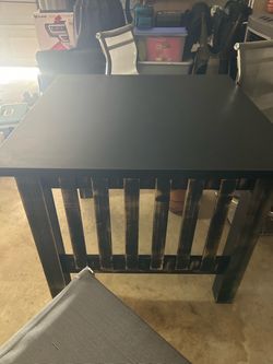 table and 3 bar stools