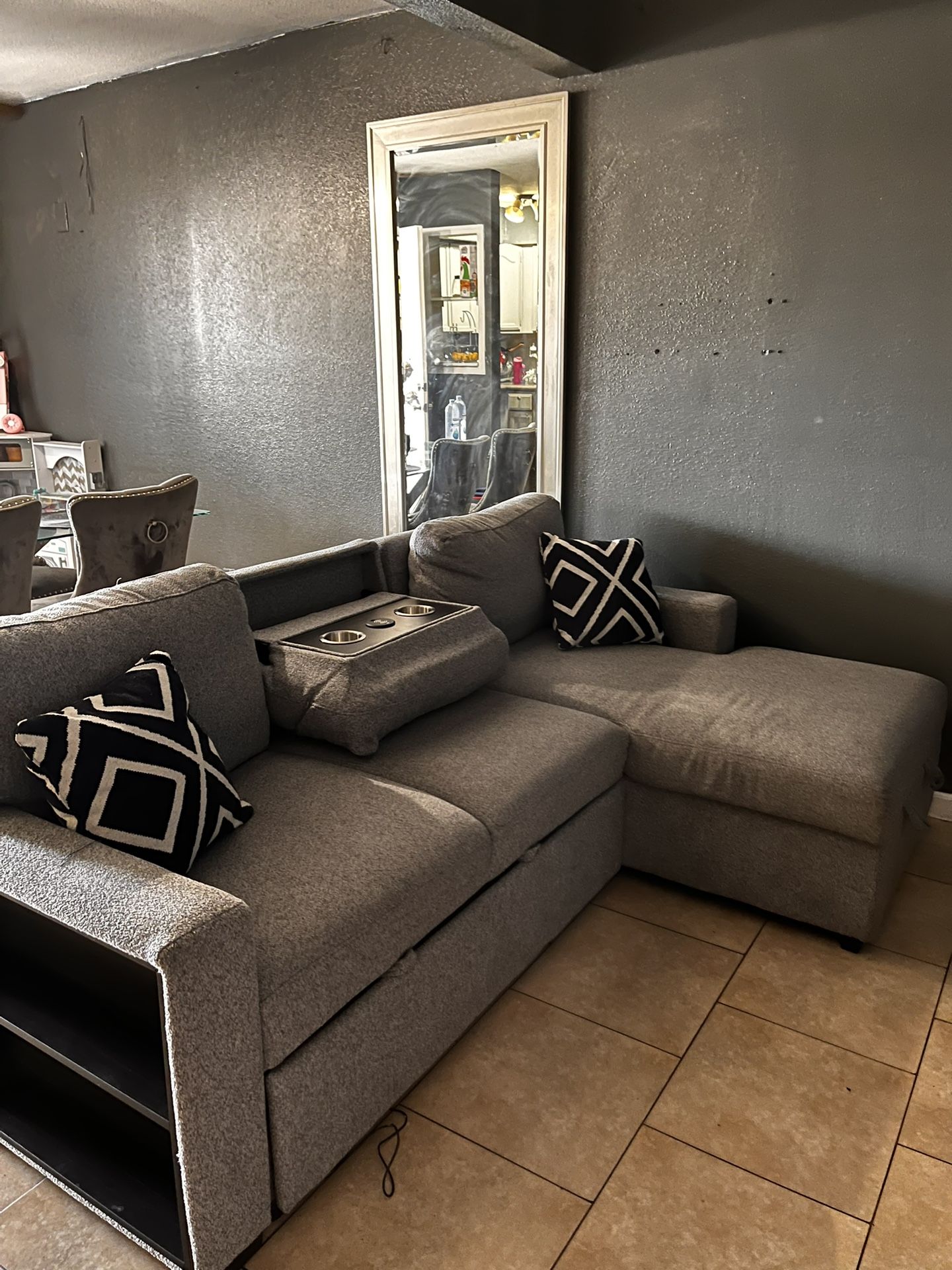 Gray Sectional Bed Sofa