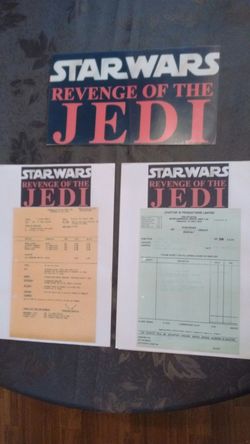 Star Wars Revenge of the Jedi photos and paper work $150 firm