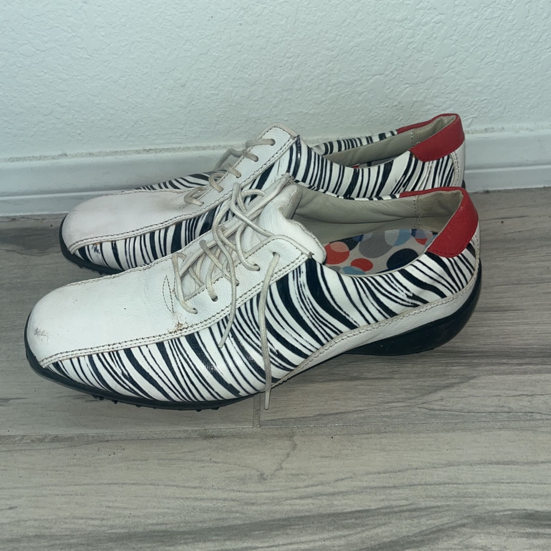 Footjoy Womens LoPro Golf Shoes 9 Zebra Stripes Black White Leather 97121