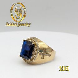 Anillo Oro Italiano 10K Con Zirconia Azul. Llévalo Financiado Sin Crédito pagando $79 Fee. Somos Joyería Fisica