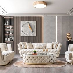 Daphne Ivory Velvet Sofa & Loveseat