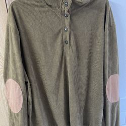 Vintage Heng Sheng corduroy Henley long sleeve top. 