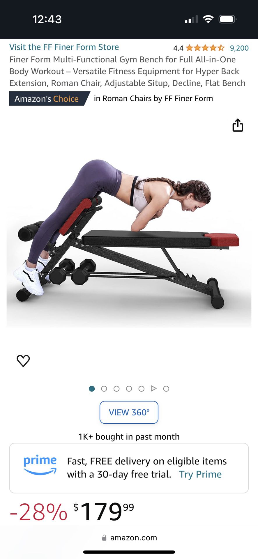 Finer Form Multi-Functional Gym Bench for Full All-in-One Body Workout - Versatile Fitness Equipment for Hyper Back Extension, Roman Chair, Adjustable