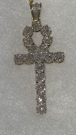 10k gold Ankh (2961) 1ctw in diamonds
