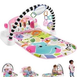 Fisher-Price Baby Playmat Glow and Grow Kick & Play Piano Gym, Pink Musical Learning