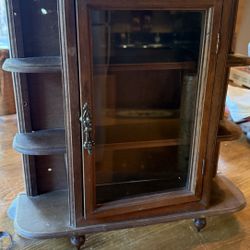 Vintage Wooden Wall Hanging Curio Cabinet 
