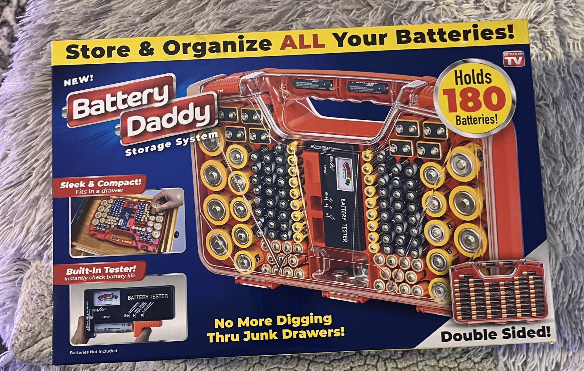 New Battery daddy organizer with battery tester, brand, new and sealed box pick up local Charlottesville, Virginia