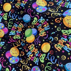 Happy Birthday 🎈 FABRIC 1 1/2 Yards Cotton Quilt Craft Textile