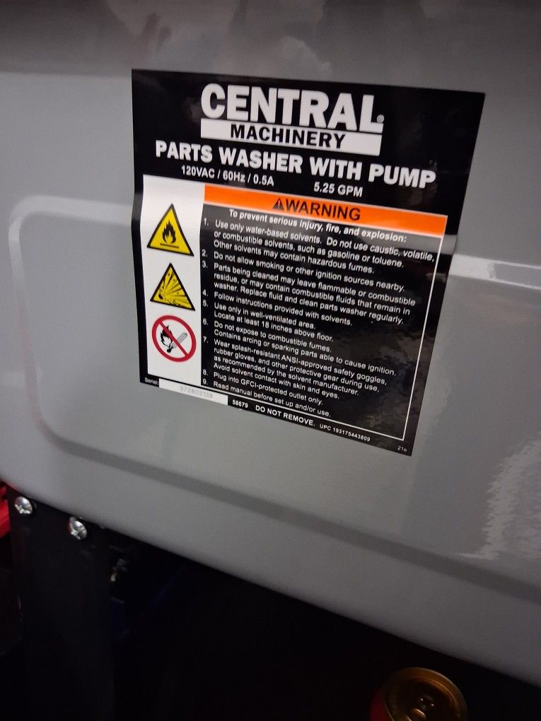 parts cleaner tub and pump
