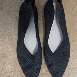 Black Patterned Flats