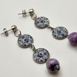 Violet and Silver Earrings