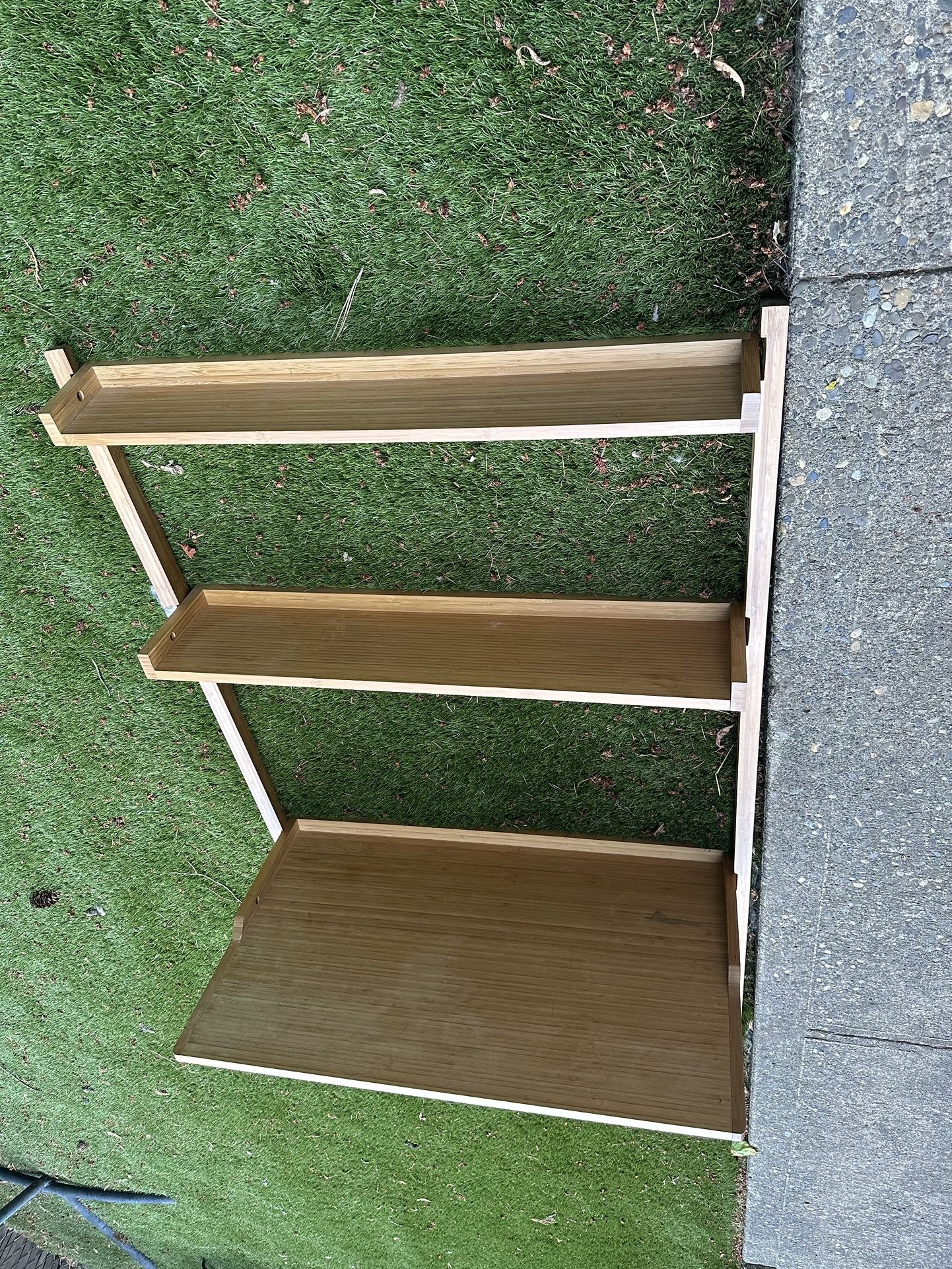 Bamboo Leaning Ladder Desk Shelf