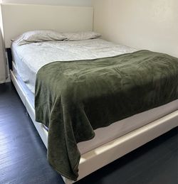 Queen white bed frame