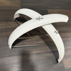 White Bicycle Fenders Wide 26 Size Bike Vintage Style Beach Cruiser Lowrider 