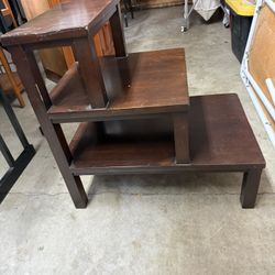 Solid Wood, Three Tiered Side Table/Plant Stand