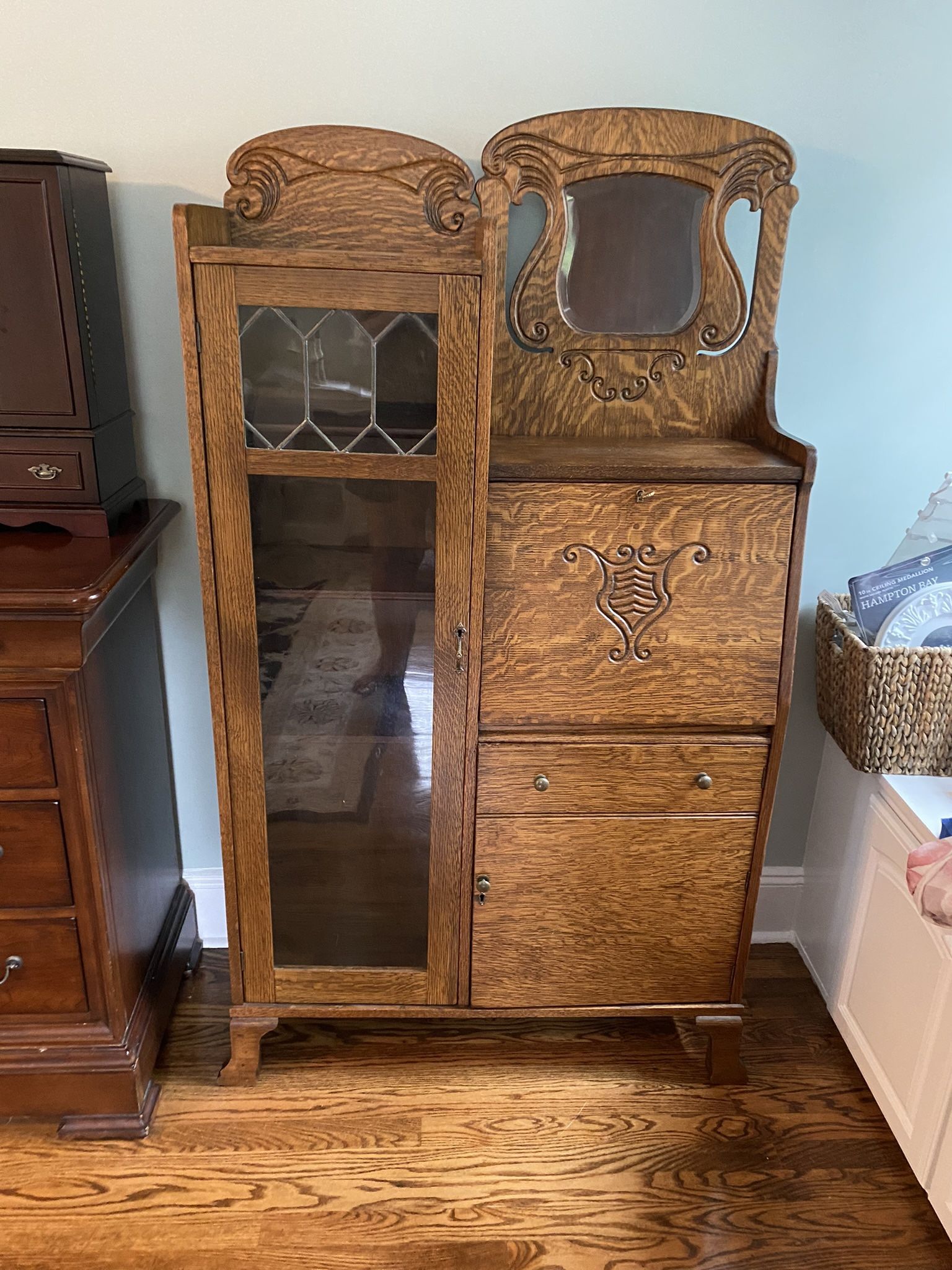 Secretary Desk With Attached Bookshelf