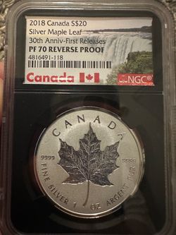 2018 CANADA NGC Reverse PF70 $20 Maple Leaf 1 oz FIRST Releases 30th Anniversary